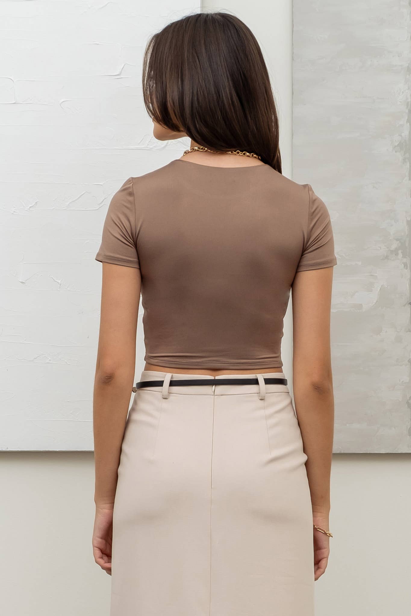 Deep Taupe Reversible Round Neck Crop