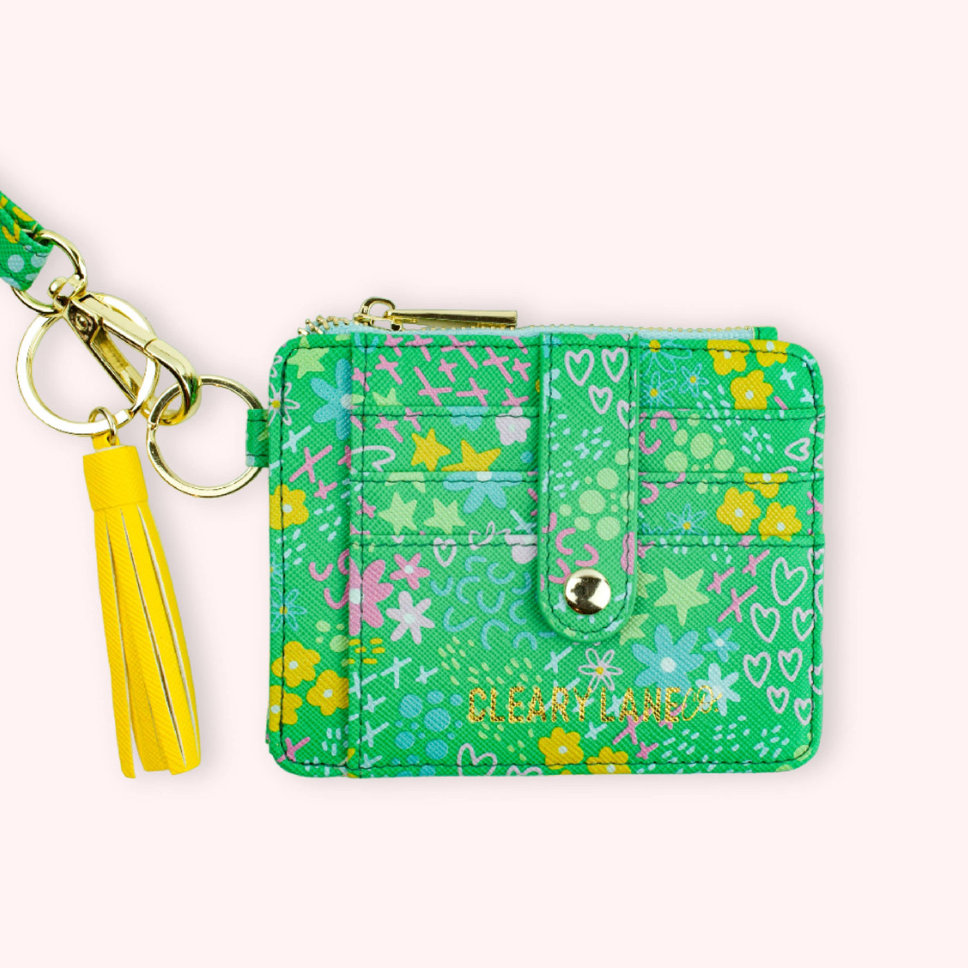 Cleary Lane Colorful Wallet Keychains: Blush Floral Jungle