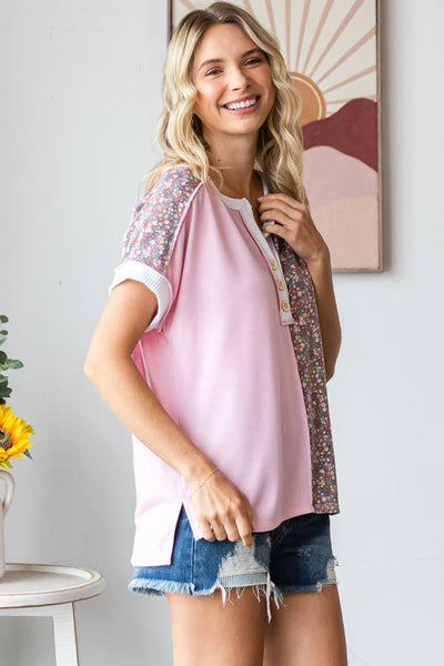 Blush Floral Half Panel Top