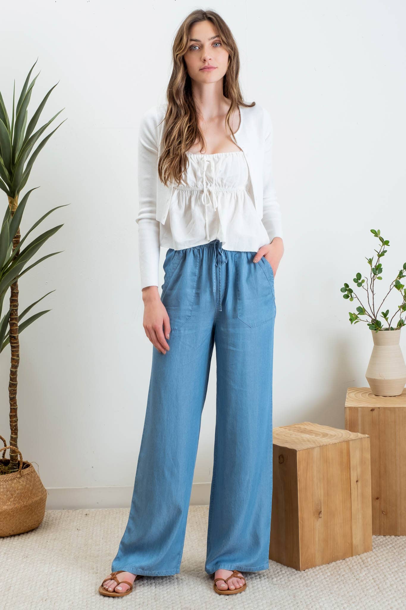 Chambray Drawstring Pant