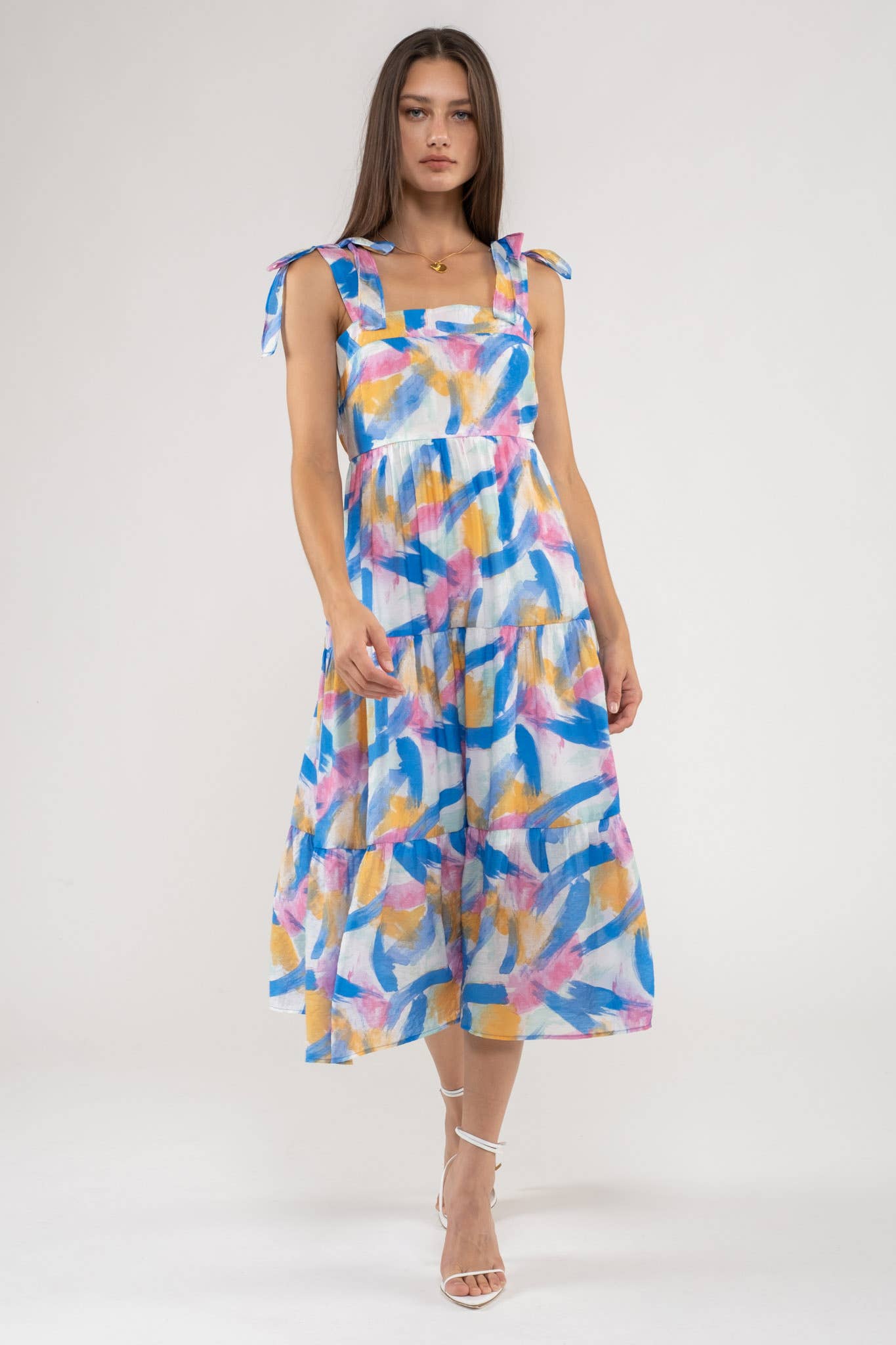 Blue Brush Stroke Midi Dress