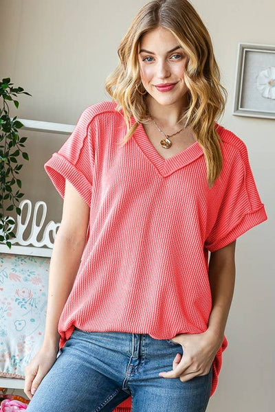 Baby Pink Ribbed Top