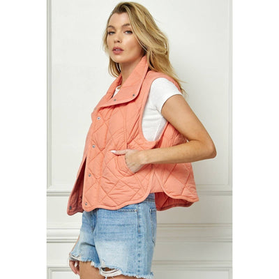 Olive Qulited Collar Vest