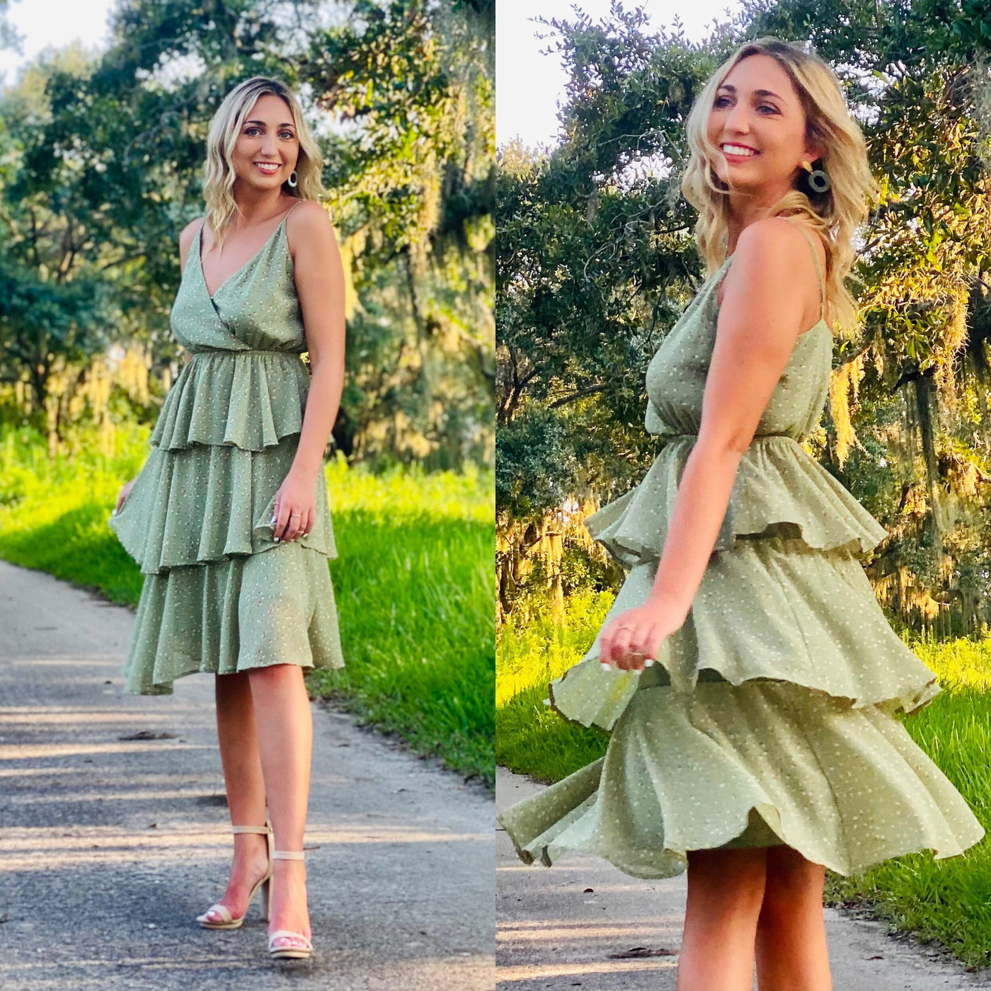 Take Me Away Light Olive Layered Dress