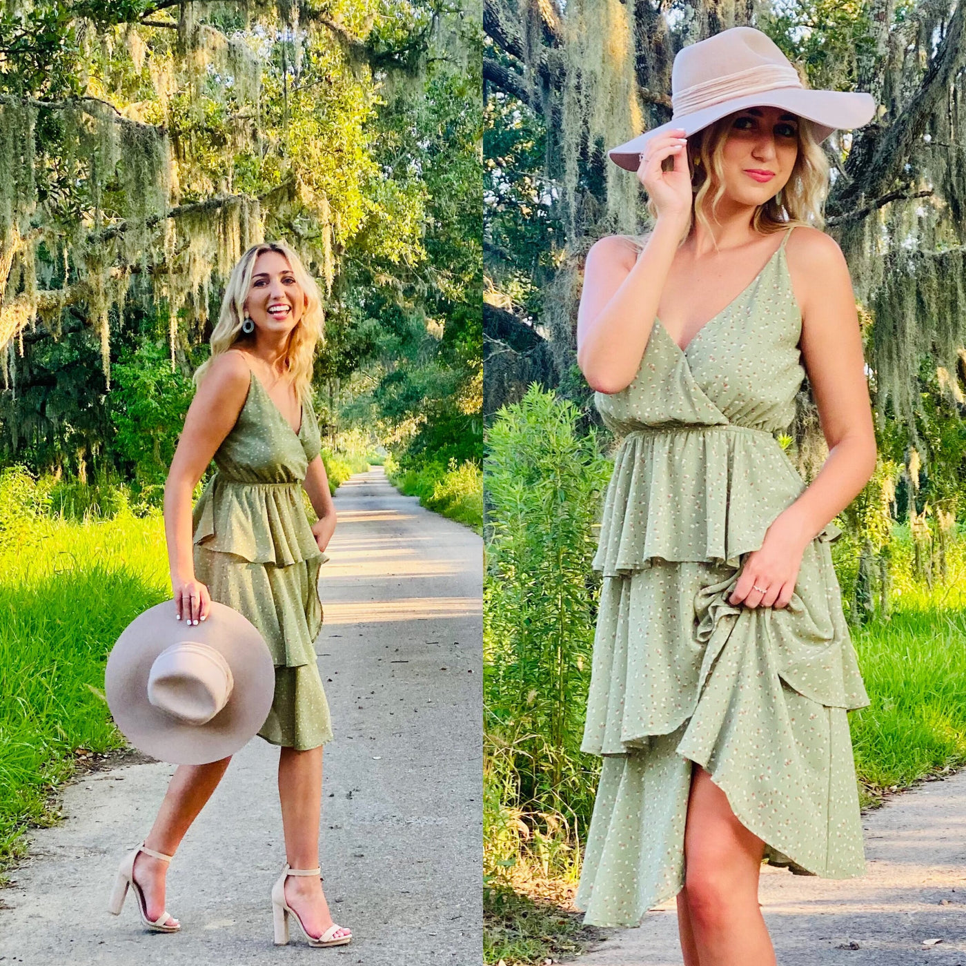 Take Me Away Light Olive Layered Dress