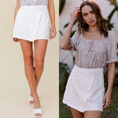 White Denim Mini Skirt