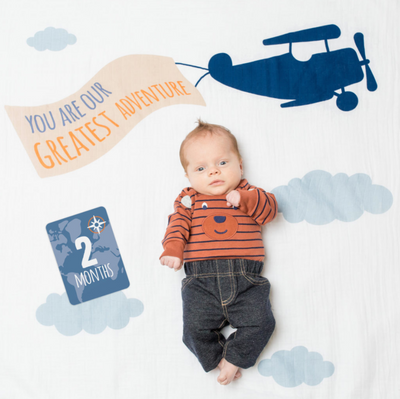 Lulujo “Greatest Adventure” Baby’s First Year Blanket & Cards Set