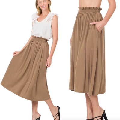 Plus Size Paperbag Midi Skirt