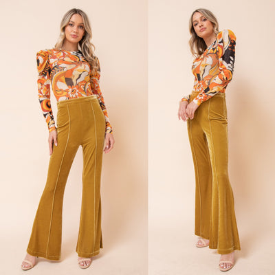 High Waist Flared Velvet Pants