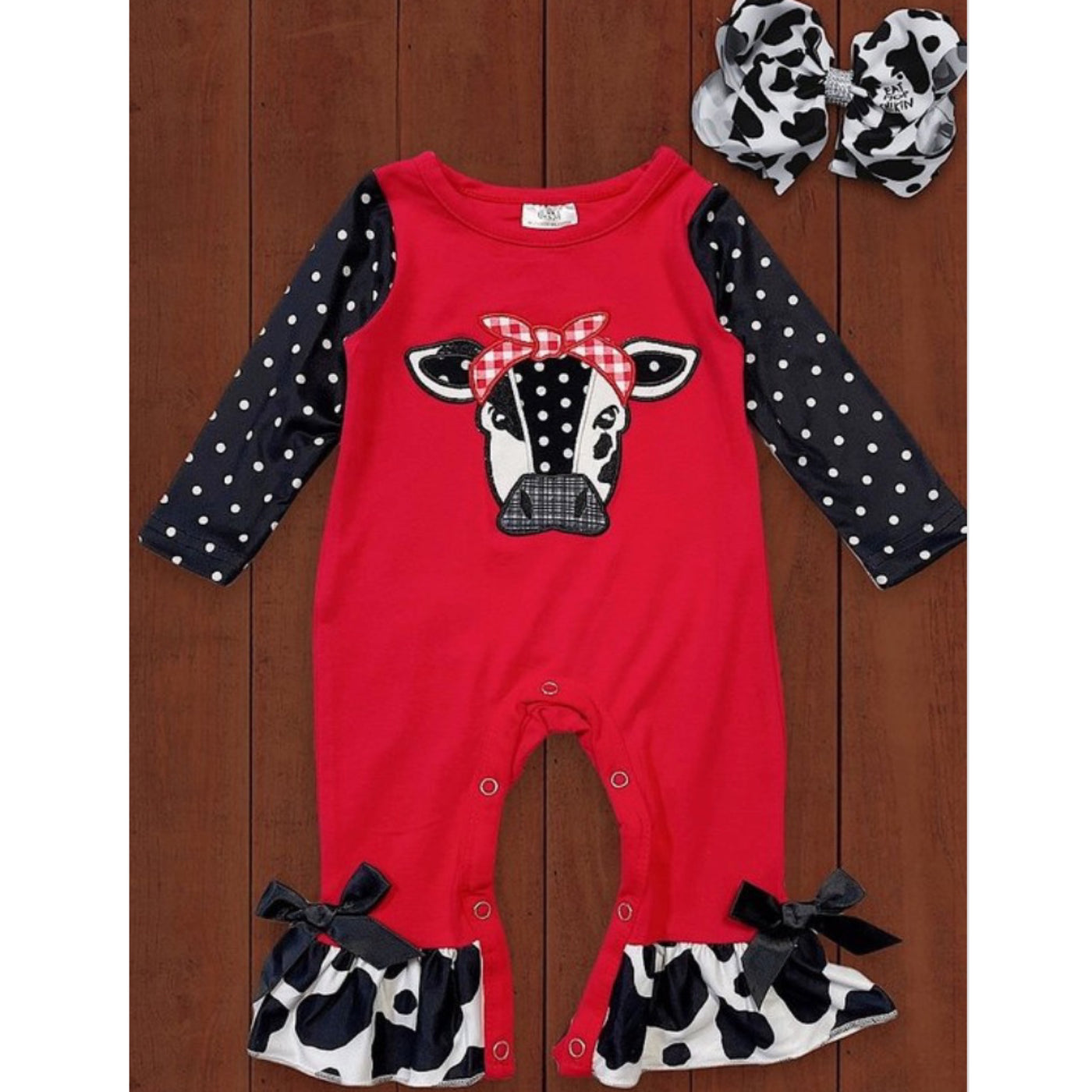 Red Cow Application Baby Romper