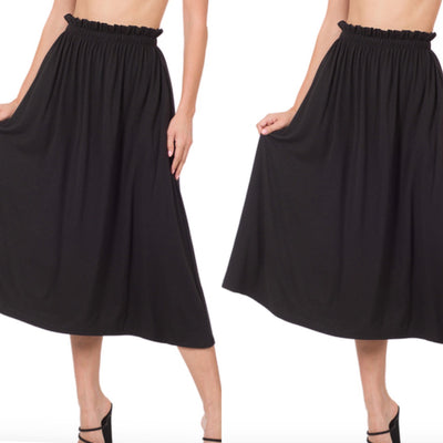 Plus Size Paperbag Midi Skirt