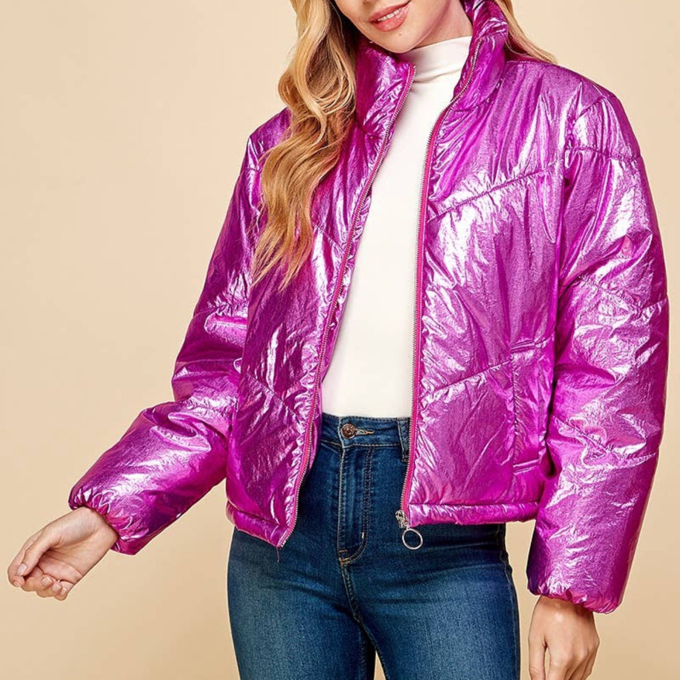 Metallic Puffer Jacket