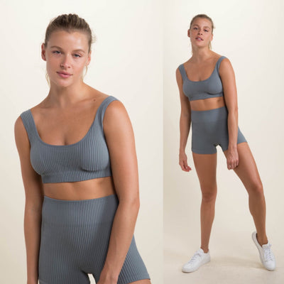 Ribbed Seamless High-Waisted Short Shorts