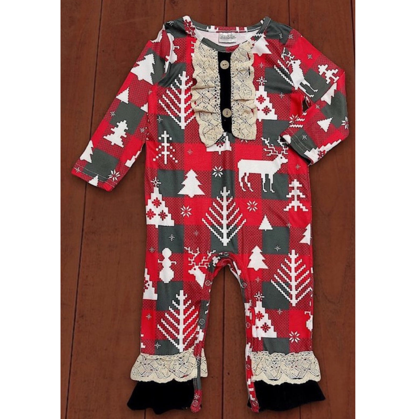 Christmas Tree & Deer Baby Romper