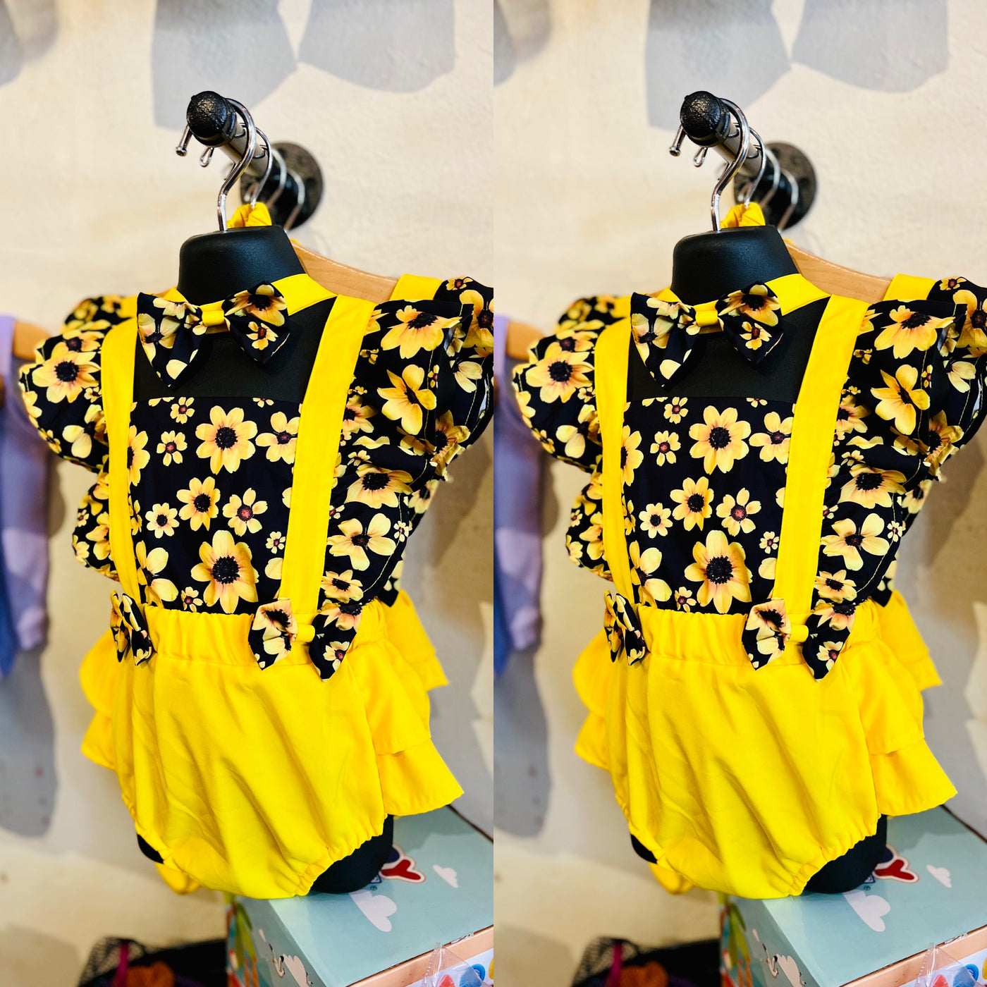 Baby Girl Sunflower Floral Splice Romper