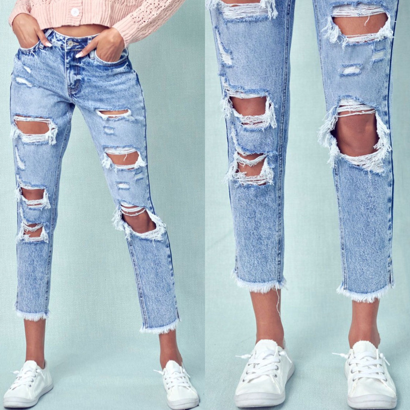 RESTOCK: High Rise Distressed Boyfriend Jeans