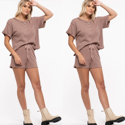 Waffle Knit Lounge Set