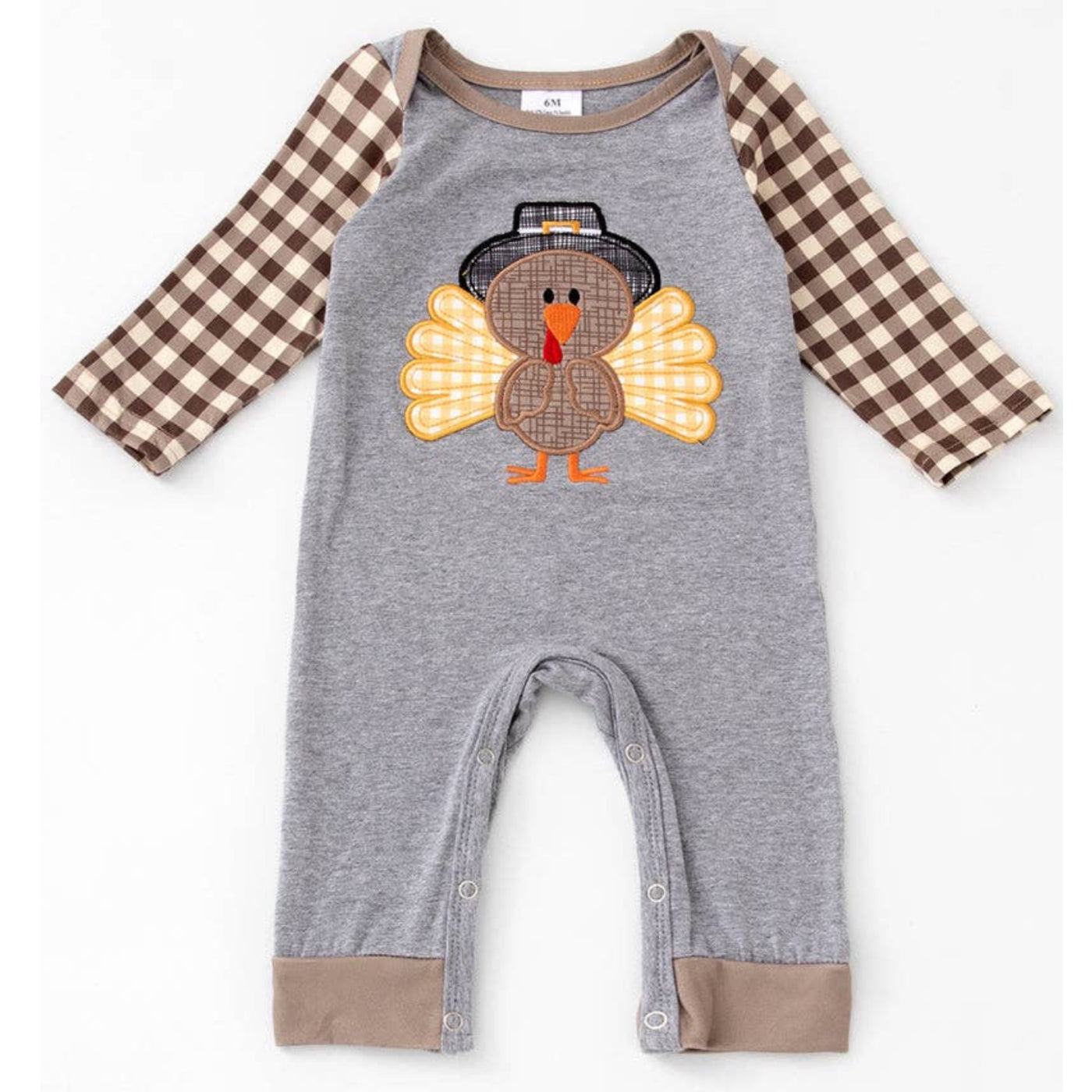 Grey Turkey Applique Romper