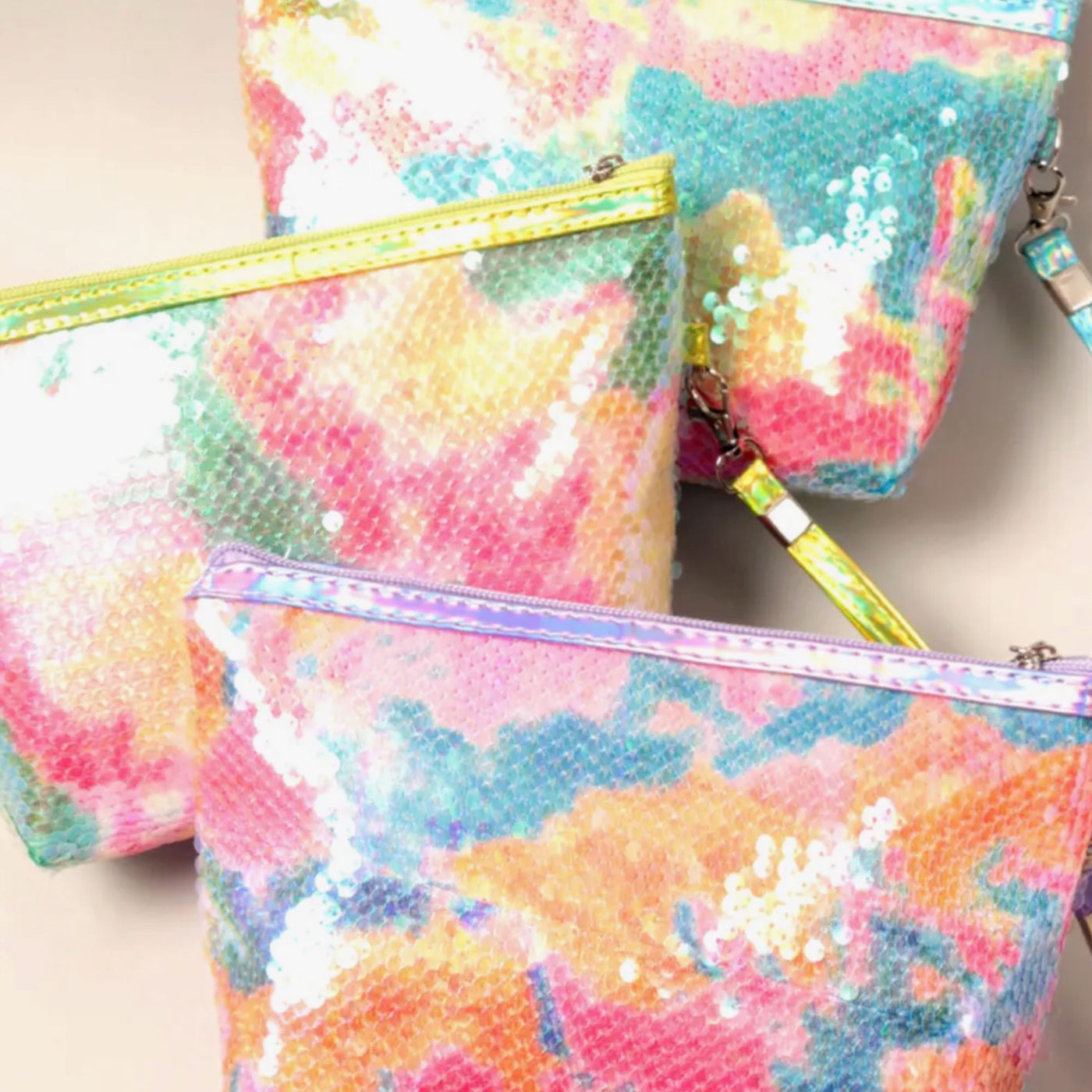 Multi Sequin Zipper Cosmetic Pouch Bags