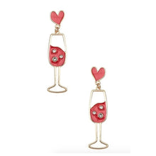 Load image into Gallery viewer, Heart Wine Cup Dangle Earrings
