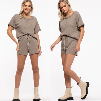 Waffle Knit Lounge Set