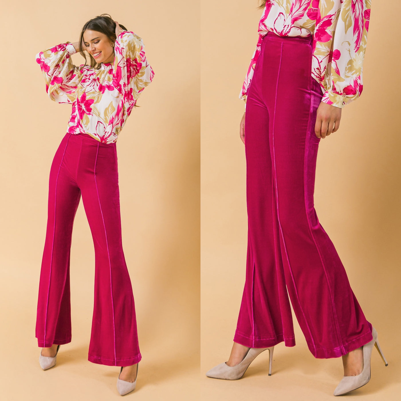 High Waist Flared Velvet Pants